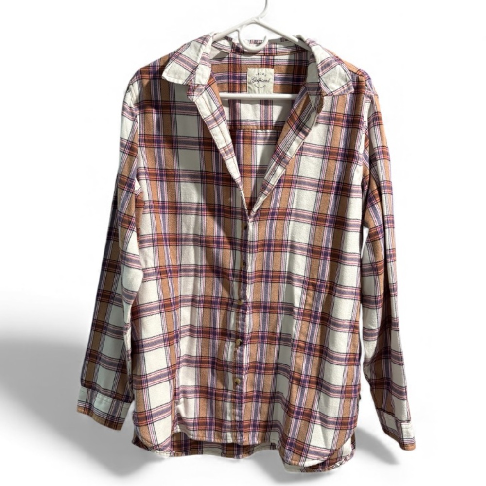 Jachs Girlfriend New‎ York Multi Color Plaid Flannel Long Sleeve Shirt